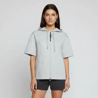 Pre-owned Brunello Cucinelli Grey Jersey Zip Up Hooded Sweatshirt M