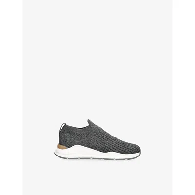 Brunello Cucinelli Grey Kids' Branded Knitted Trainers Eur 34 / 2 Uk In Transparent