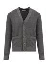 Brunello Cucinelli Cardigan Linen Blend Front Pockets In Grey