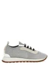 Brunello Cucinelli Light Grey Textile Sneakers In Grey