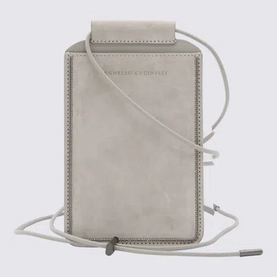 Brunello Cucinelli Grey Leather Case In Quarzo (grey)