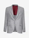 Brunello Cucinelli Grey Linen Blend Diagonal Twill Deconstructed Blazer