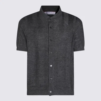 Brunello Cucinelli Grey Linen Blend Shirt In Gray
