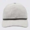 Brunello Cucinelli Curved Brim Panelled Textured Top Button Hat In Gray
