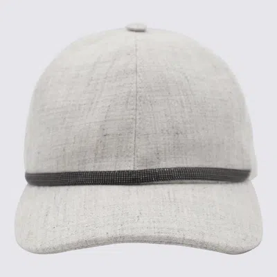 BRUNELLO CUCINELLI GREY LINEN HAT