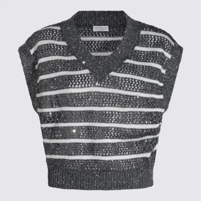 BRUNELLO CUCINELLI GREY LINEN KNITWEAR