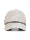 Brunello Cucinelli Curved Brim Panelled Textured Top Button Hat In Ivory