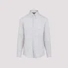 Brunello Cucinelli Grey Linen Shirt With Classic Button-down Collar In Grey