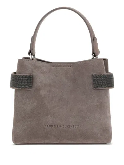 BRUNELLO CUCINELLI GREY LOGO SATCHEL