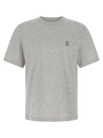 BRUNELLO CUCINELLI GREY LOGO T-SHIRT