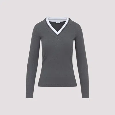BRUNELLO CUCINELLI GREY LONG SLEEVE TOP