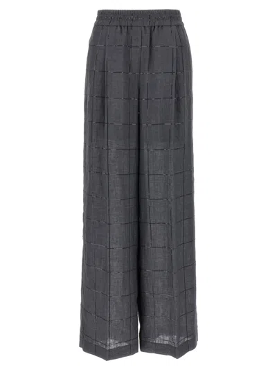 BRUNELLO CUCINELLI GREY LOOSE TRACK PANTS