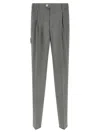 Brunello Cucinelli Grey Mlange Wool Pants In Gray