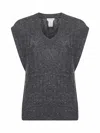Brunello Cucinelli Grey Mohair Blend Dazzling Cable Vest In Gray