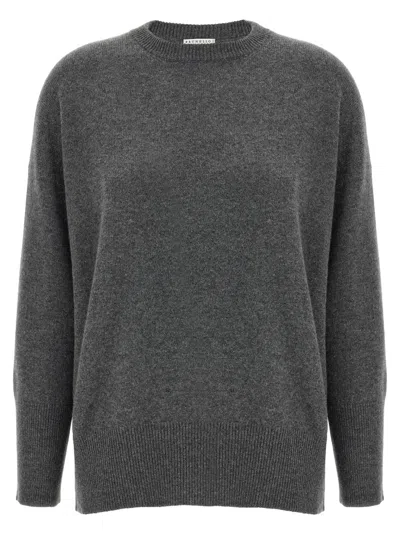 BRUNELLO CUCINELLI GREY MONILE CASHMERE SWEATER