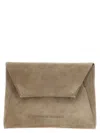 Brunello Cucinelli Women Monile Suede Clutch Bag In Grey