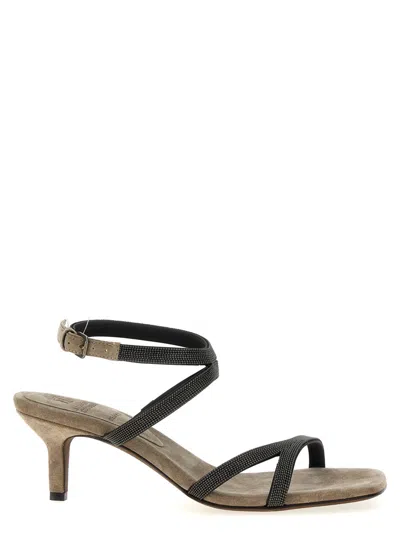 BRUNELLO CUCINELLI GREY MONILE HEELS