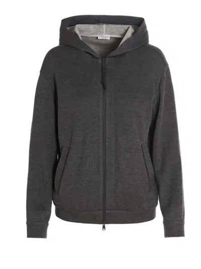 Brunello Cucinelli Monile Hoodie In Grey