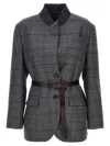 Brunello Cucinelli Monile Houndstooth Blazer Blazer And Suits Gray In Gray