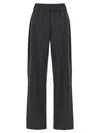 Brunello Cucinelli Grey Pants With Elastic Waist In Wool Blend Stretch Woman In Grey