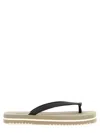 Brunello Cucinelli Flat Open Toe Rubber Sandals With Textured Strap In Grey