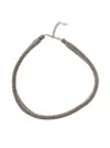 BRUNELLO CUCINELLI GREY NECKLACE WITH MONILE EMBELLISHMENT IN BRASS AND LEATHER WOMAN