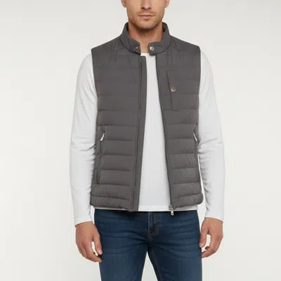 Pre-owned Brunello Cucinelli Grey Nylon Quilted Down Vest L In Gray