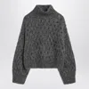 Brunello Cucinelli Grey Openwork Turtleneck Sweater Women In Gray