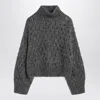 Brunello Cucinelli Grey Openwork Turtleneck Sweater Women In Gray