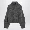 Brunello Cucinelli Grey Openwork Turtleneck Sweater In Gray