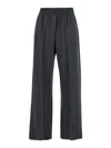 Brunello Cucinelli Grey Pants With Elastic Waist In Wool Blend Stretch Woman In Gray