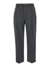 Brunello Cucinelli Cropped Wool-blend Straight-leg Pants In Grey