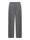 Brunello Cucinelli Grey Pants With Elastic Waistband In Wool And Cashmere Woman In Dark Grey