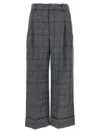 Brunello Cucinelli Grey Prince Of Wales Sartorial Crop Trousers In Gray