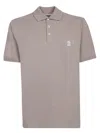 Brunello Cucinelli Cotton Polo In Grey With Logo In Beige