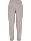 Brunello Cucinelli Straight Trousers With Belt Loops And Cuffed Hem In Pink