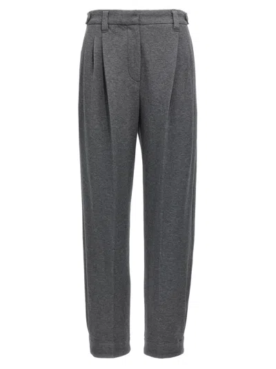 BRUNELLO CUCINELLI GREY PLEAT PANTS