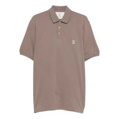 BRUNELLO CUCINELLI BRUNELLO CUCINELLI GREY POLO SHIRTS MEN