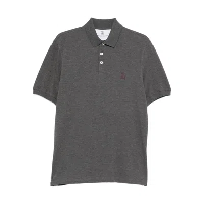 BRUNELLO CUCINELLI BRUNELLO CUCINELLI GREY POLO SHIRTS MEN