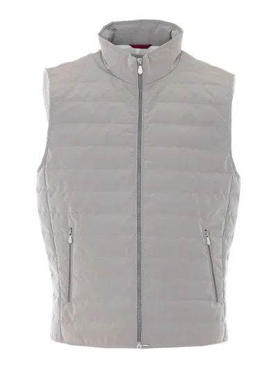 Brunello Cucinelli Grey Polyester Polyamide Padded Vest In Gray