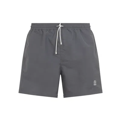 Brunello Cucinelli Grey Polyester Swim Shorts In Gray