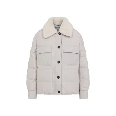 BRUNELLO CUCINELLI GREY PUFFER JACKET