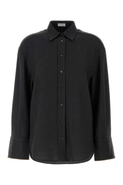BRUNELLO CUCINELLI GREY RELAXED SOLID SHIRT