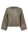 Brunello Cucinelli Rustic Dazzling Net Sweaters And Cardigans Gray In Brown