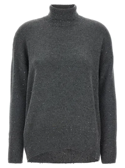 BRUNELLO CUCINELLI GREY SEQUIN SWEATER
