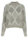 Brunello Cucinelli Argyle Check Sweater In Grey