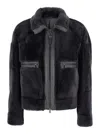 Brunello Cucinelli Grey Shearling Jacket With Two Front Welt Pockets With Zip In Fur Woman