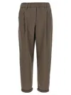 Brunello Cucinelli Elastic Waistband Trousers With Pockets And Loops In Brown