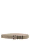 Brunello Cucinelli Suede Accessory Featuring Multiple Holes In Gray
