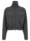 Brunello Cucinelli Shiny Zipper Pull Sweaters And Cardigans Gray